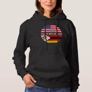 Half American Half Zimbabwean Usa Flag Family Heri Hoodie