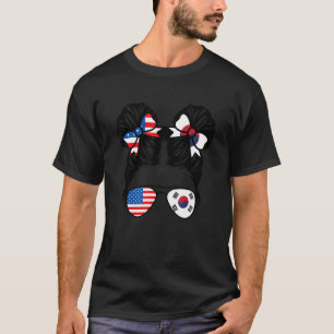 Half American South Korean Girl USA South Korea Fl T-Shirt