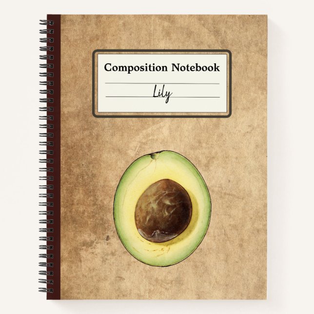 Half an Avocado Illustration Personalised Comp Notebook (Front)