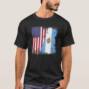 Half Argentinian Flag Vintage Argentina USA Gift  T-Shirt
