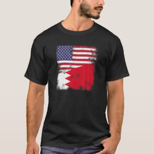 Half Bahraini Flag   Vintage Bahrain USA Gift T-Shirt