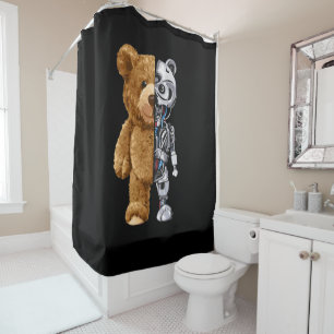 Half Bear Half Robot Shower Curtain