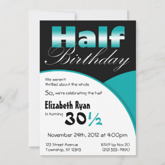 Half-Birthday Teal Party Invitations