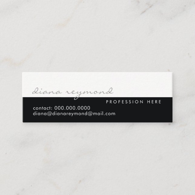 half-black half-white modern, professional elegant mini business card (Front)