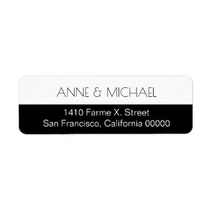 half black wedding address label with couple names
