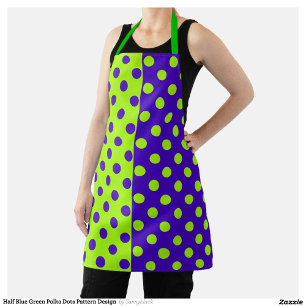 Half Blue and Green Polka Dots   Apron