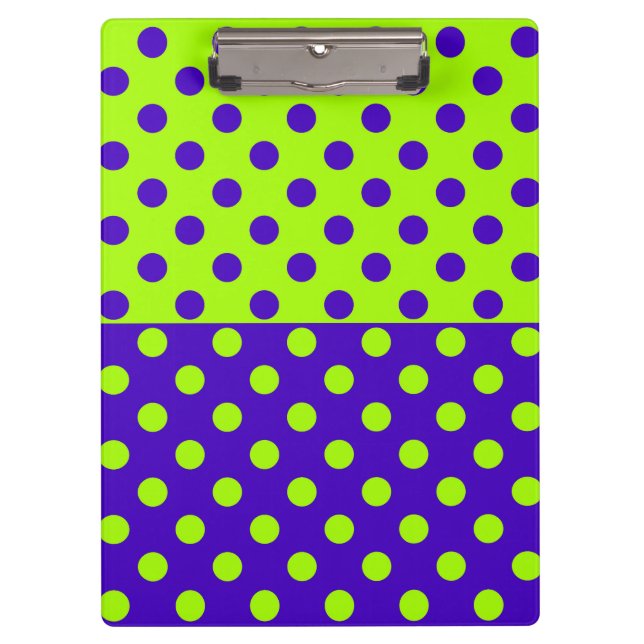 Half Blue and Green Polka Dots   Clipboard (Front)