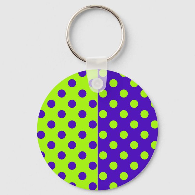 Half Blue and Green Polka Dots   Key Ring (Front)