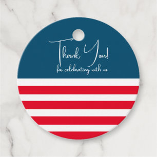 Half Blue and Half Red and White Stripes 4th of Ju Favour Tags
