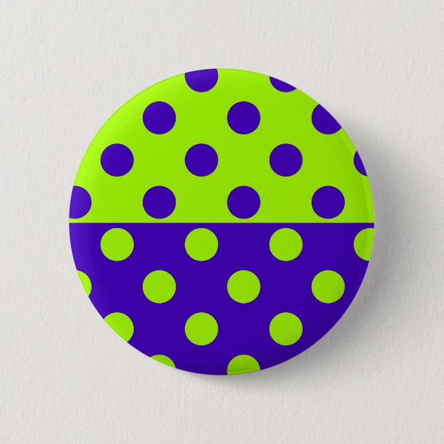 Half Blue Green Polka Dots Pattern Design  6 Cm Round Badge (Front)