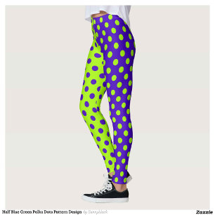 Half Blue Green Polka Dots Pattern Design Leggings