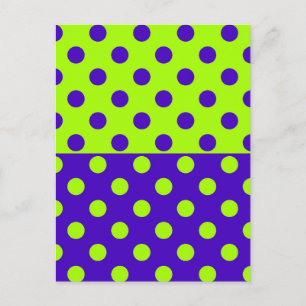 Half Blue Green Polka Dots Pattern Design Postcard