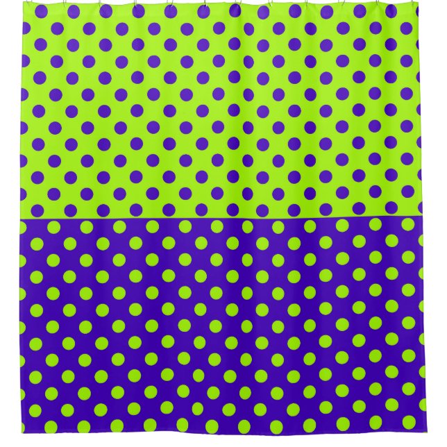 Half Blue Green Polka Dots Pattern Design  Shower Curtain (Front)