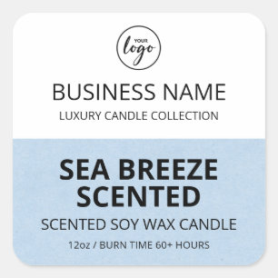 Half Blue White Soy Candle Labels