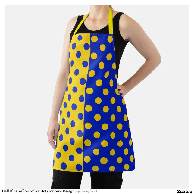 Half Blue Yellow Polka Dots Pattern Design  Apron (Creator Uploaded)