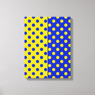 Half Blue Yellow Polka Dots Pattern Design Canvas Print