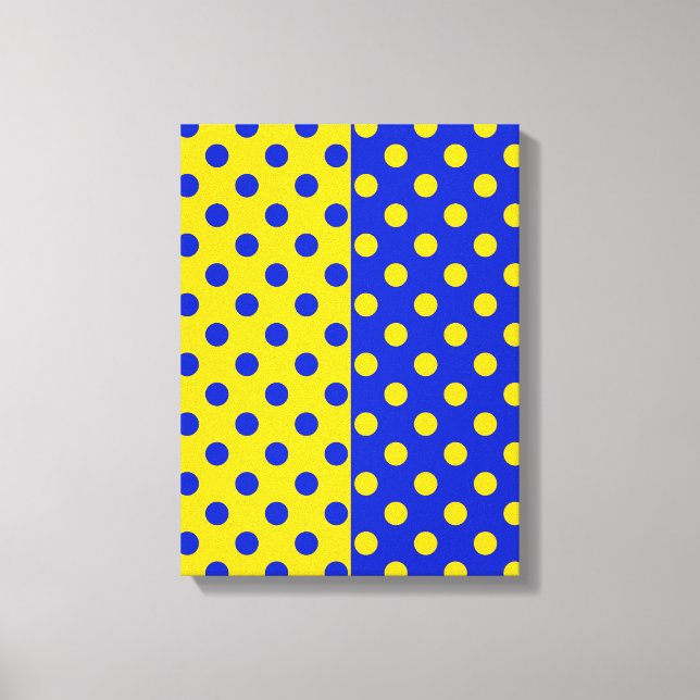 Half Blue Yellow Polka Dots Pattern Design  Canvas Print (Front)