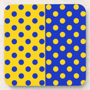 Half Blue Yellow Polka Dots Pattern Design Coaster