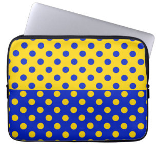 Half Blue Yellow Polka Dots Pattern Design Laptop Sleeve