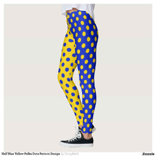 Half Blue Yellow Polka Dots Pattern Design Leggings