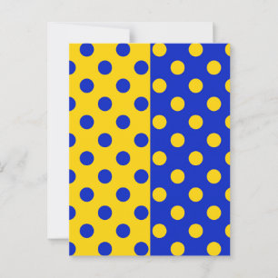 Half Blue Yellow Polka Dots Pattern Design  Postcard