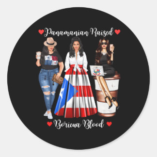 Half Boricua Half Panaian Strong In Boricua Panama Classic Round Sticker