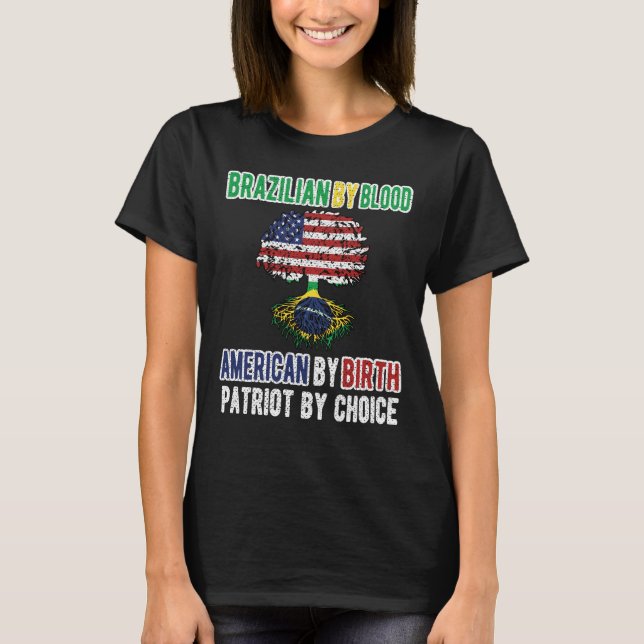 Half Brazilian Half American Flag Brazil USA T-Shirt (Front)