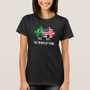 Half Brazilian Half American Flag Combined Map bra T-Shirt