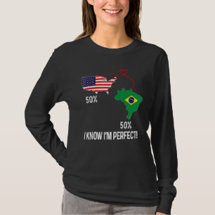 Half Brazilian Half American Flag Combined Map bra T-Shirt