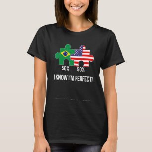 Half Brazilian Half American Flag Combined Map bra T-Shirt