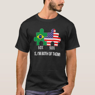 Half Brazilian Half American Flag Combined Map bra T-Shirt