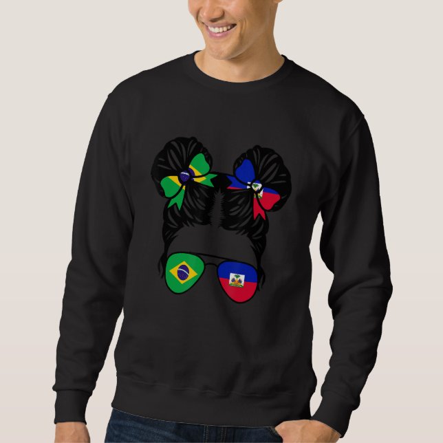 Half Brazilian Half Haitian Girl Brazil Kids Sweatshirt (Front)