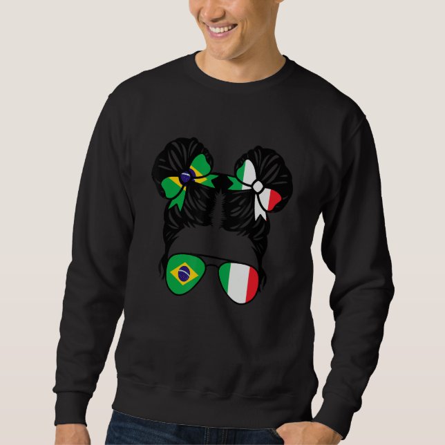 Half Brazilian Half Italian Girl Brazil Kids Sweatshirt (Front)