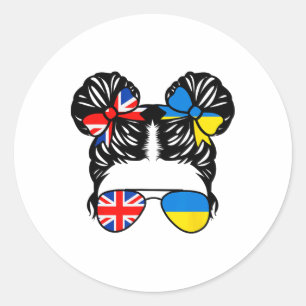 Half British Half Ukrainian Girl British Kids Heri Classic Round Sticker