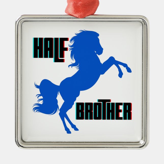 Half Brother Horse Rearing Metal Tree Decoration (Front)