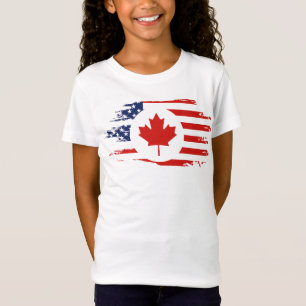Half Canadian American: Canada USA Maple Leaf Flag T-Shirt