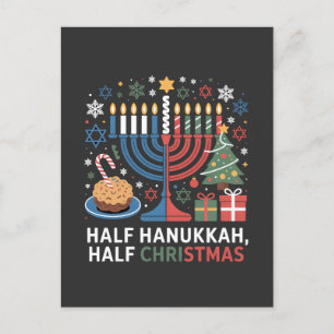 Half Christmas Half Hanukkah Christmukkah Funny  Announcement Postcard