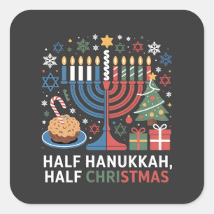 Half Christmas Half Hanukkah Christmukkah Funny Square Sticker