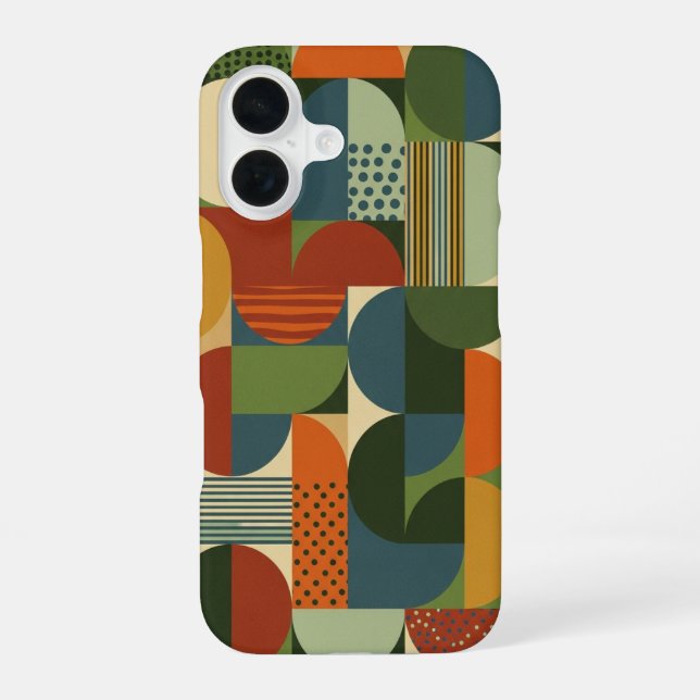 Half-Circle and Geometric Blocks iPhone 16 Case (Back)