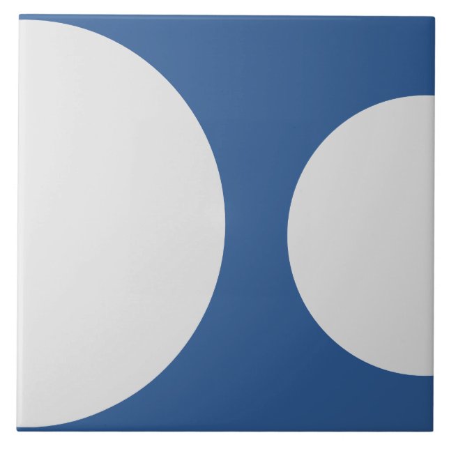 Half Circle Pattern Modern Navy Blue and White Tile (Front)