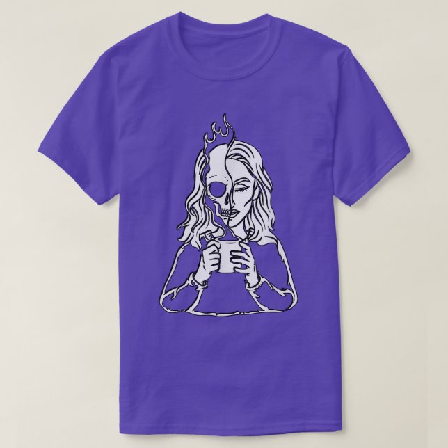 Half Coffee Half Human Skeleton  Espresso Bean Cof T-Shirt (Design Front)