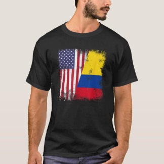 Half Colombian Flag Vintage Colomobia USA Gift T-Shirt