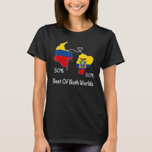 Half Colombian Half ecuadorian Flag Map Ecuador Co T-Shirt