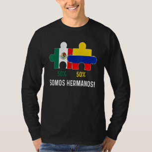 Half Colombian Half Mexican Flag Map DNA Mexico Co T-Shirt
