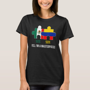 Half Colombian Half Mexican Flag Map DNA Mexico Co T-Shirt
