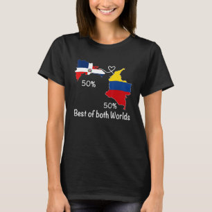 Half Colombian Half Mexican Flag Map Love Mexico C T-Shirt