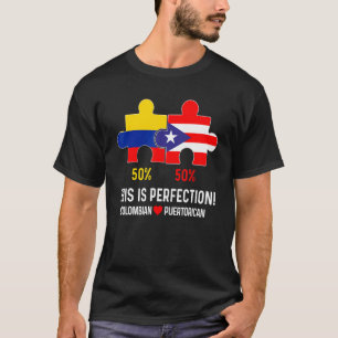 Half Colombian Half Puerto Rican Flag Map Boricua  T-Shirt