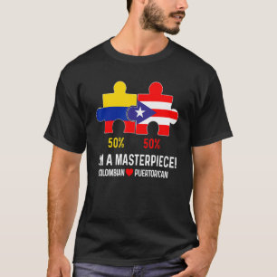 Half Colombian Half Puerto Rican Flag Map Boricua  T-Shirt