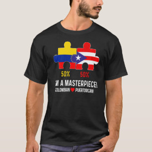 Half Colombian Half Puerto Rican Flag Map Boricua  T-Shirt