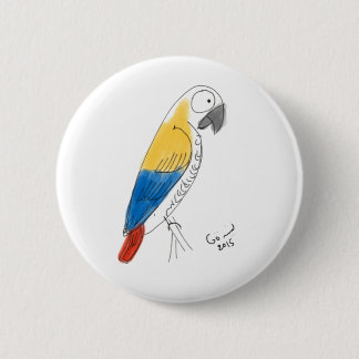 half colour parrot 6 cm round badge